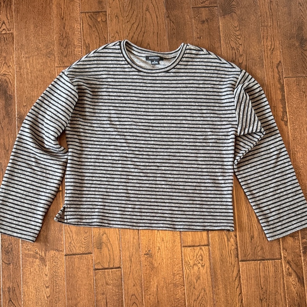 Sanctuary Black and Gray Striped Sweater
